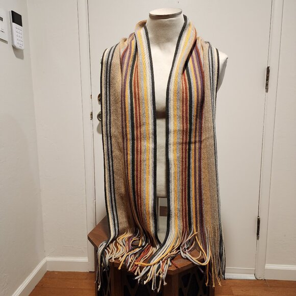 Emile Lafaurie 100% Wool Striped Knit Scarf - Picture 5 of 7